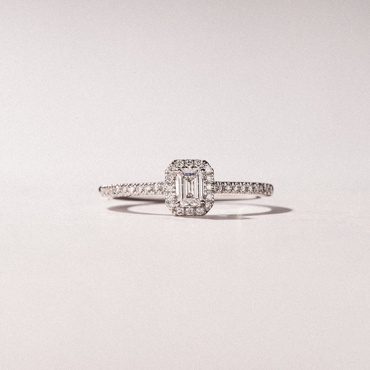 Lumia Emerald Cut Lab Diamond Halo Ring 0.50ct F/VS in 925 Silver