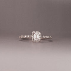 Lumia Emerald Cut Lab Diamond Halo Ring 0.50ct F/VS in 925 Silver