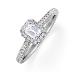 Lumia Emerald Cut Lab Diamond Halo Ring 0.50ct F/VS in 925 Silver