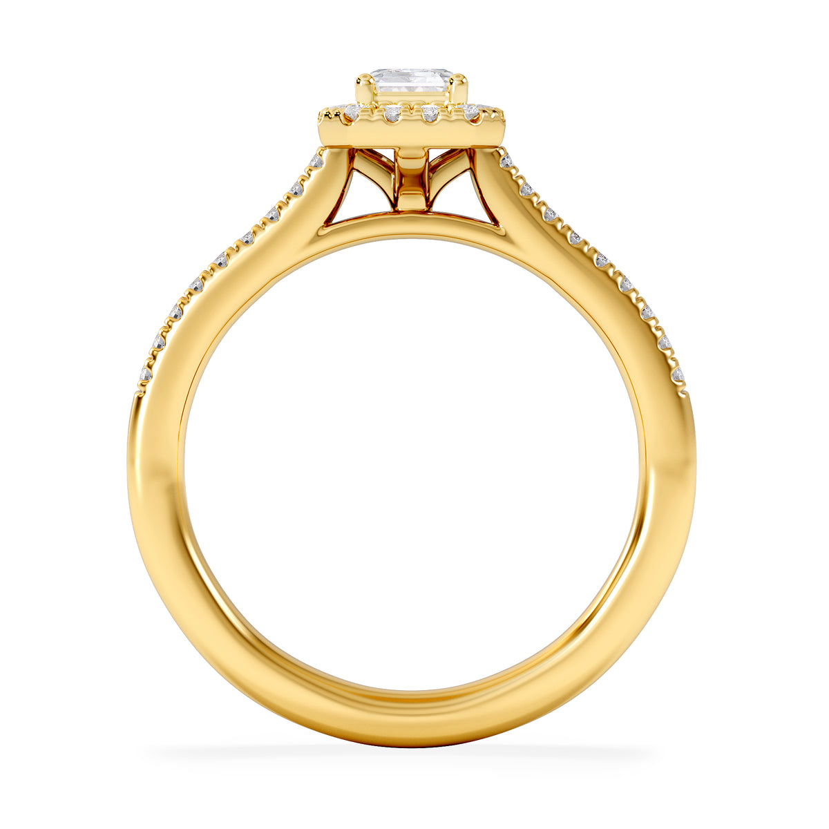 Lumia Emerald Cut Lab Diamond Halo Ring 0.70ct F/VS in 9K Gold
