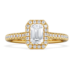 Lumia Emerald Cut Lab Diamond Halo Ring 0.70ct F/VS in 9K Gold