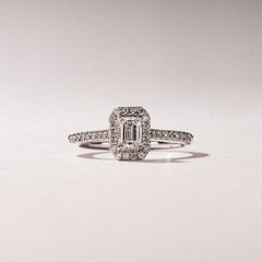 Lumia Emerald Cut Lab Diamond Halo Ring 0.70ct F/VS in 9K White Gold