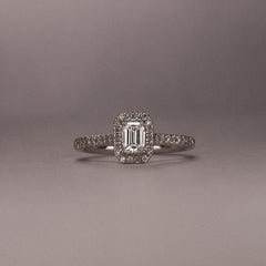 Lumia Emerald Cut Lab Diamond Halo Ring 0.70ct F/VS in 9K White Gold