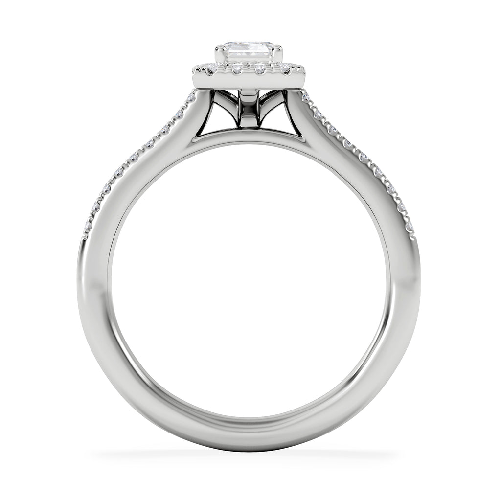 Lumia Emerald Cut Lab Diamond Halo Ring 0.70ct F/VS in 9K White Gold