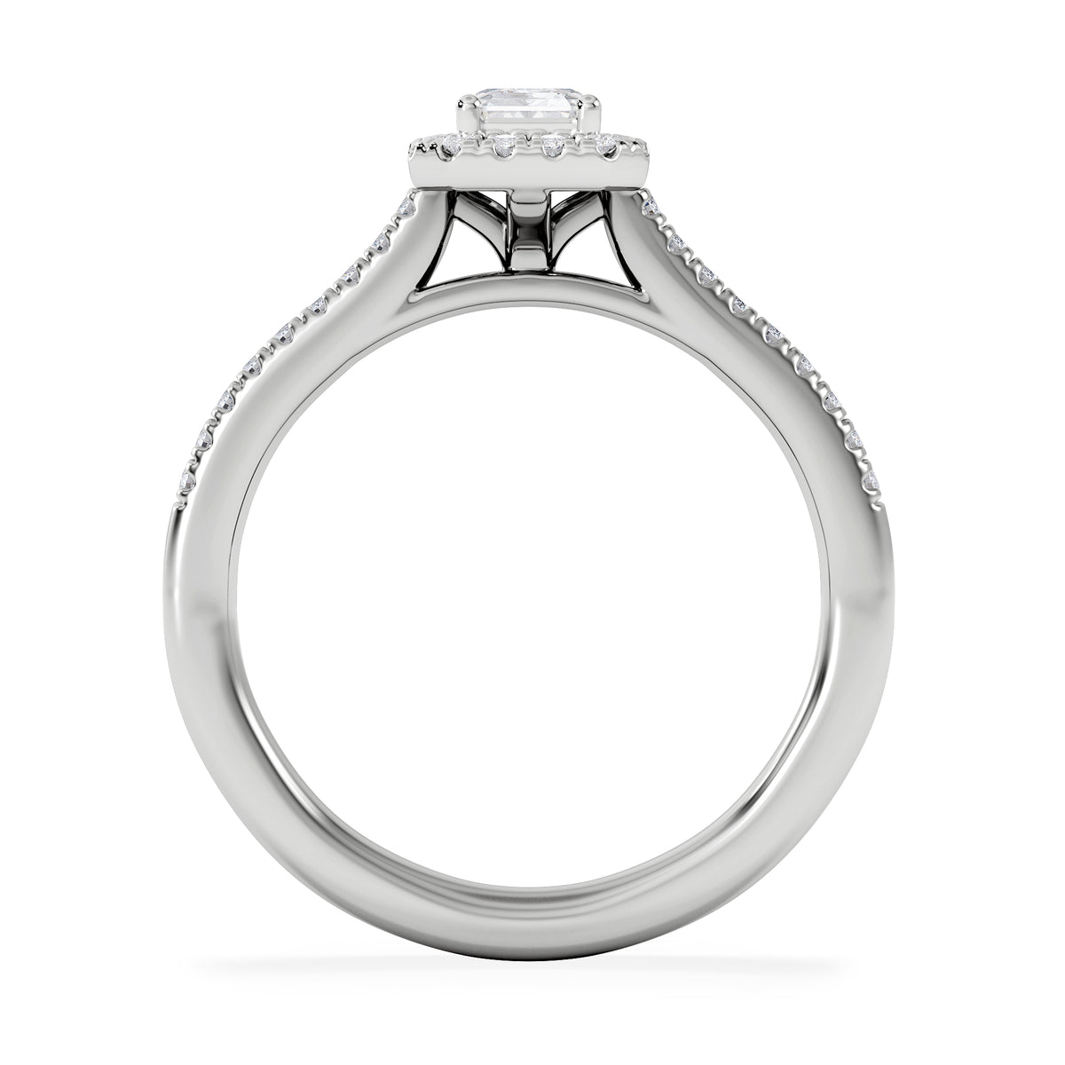 Lumia Emerald Cut Lab Diamond Halo Ring 0.70ct F/VS in 9K White Gold