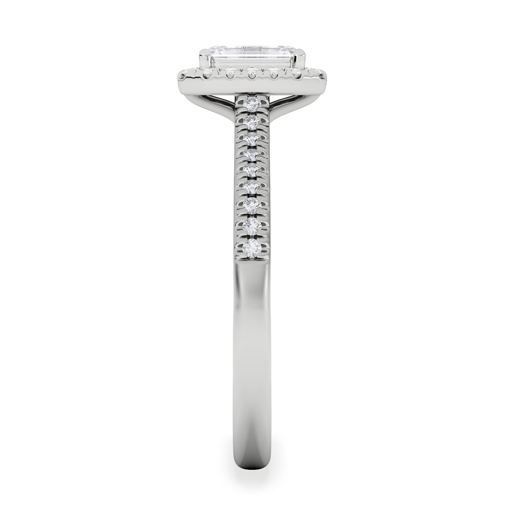 Lumia Emerald Cut Lab Diamond Halo Ring 0.70ct F/VS in 9K White Gold