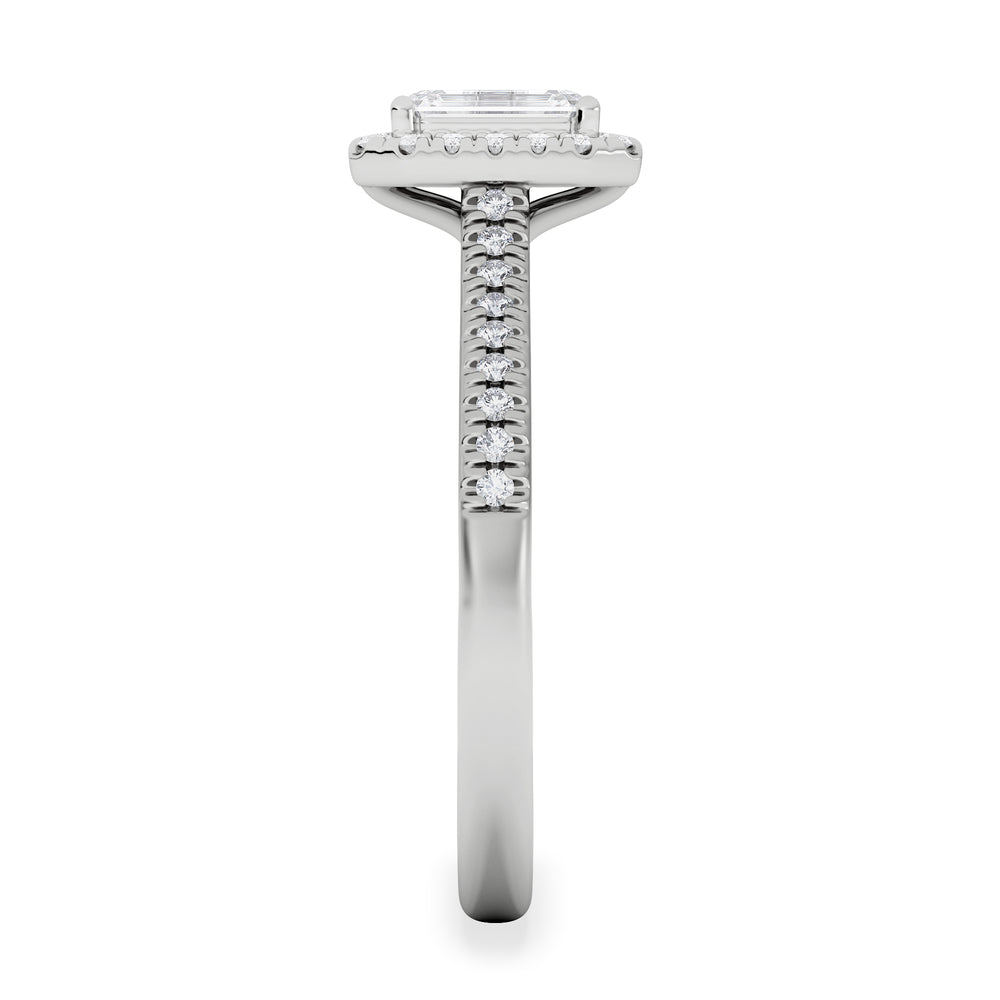 Lumia Emerald Cut Lab Diamond Halo Ring 0.70ct F/VS in 9K White Gold