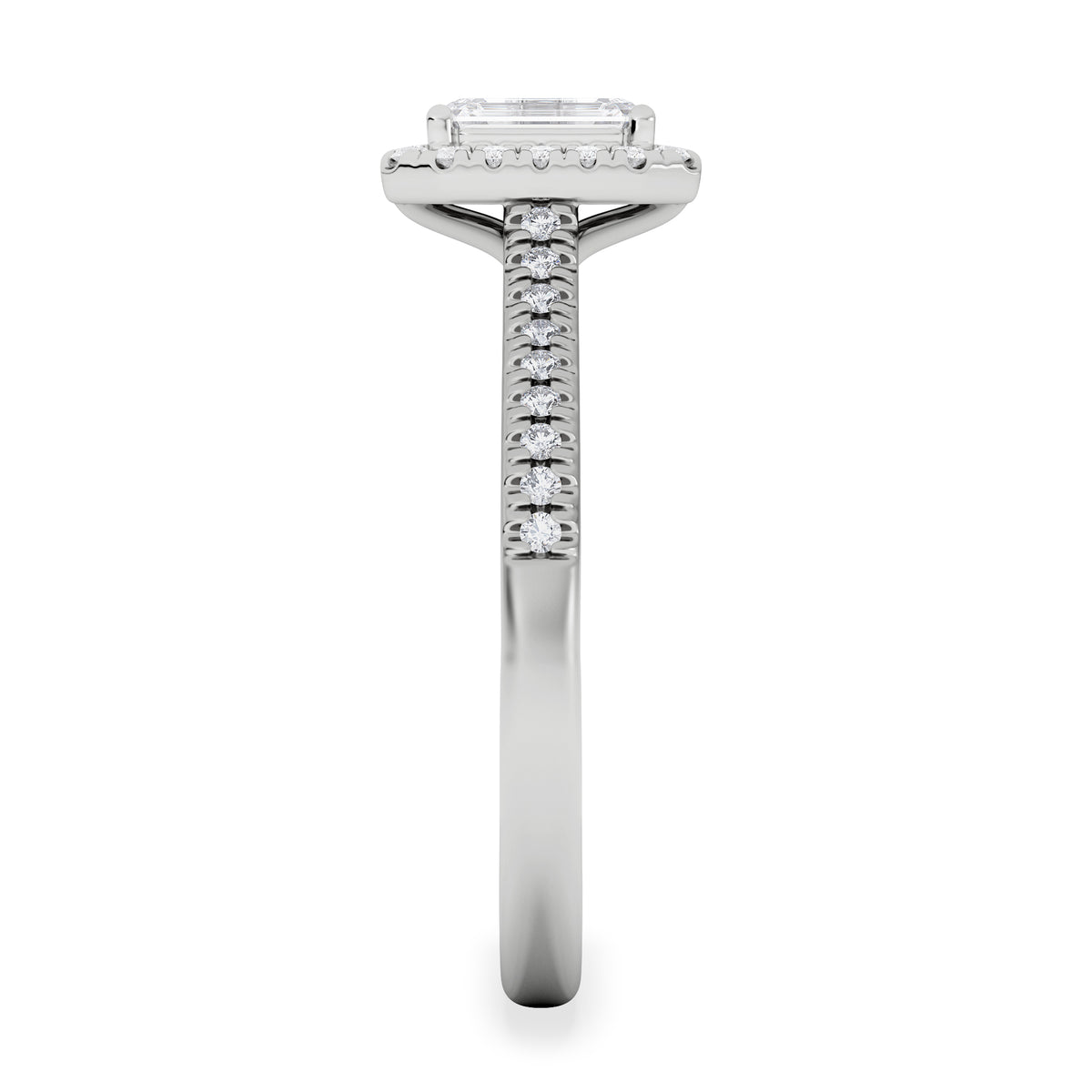 Lumia Emerald Cut Lab Diamond Halo Ring 0.70ct F/VS in 9K White Gold