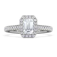 Lumia Emerald Cut Lab Diamond Halo Ring 0.70ct F/VS in 9K White Gold