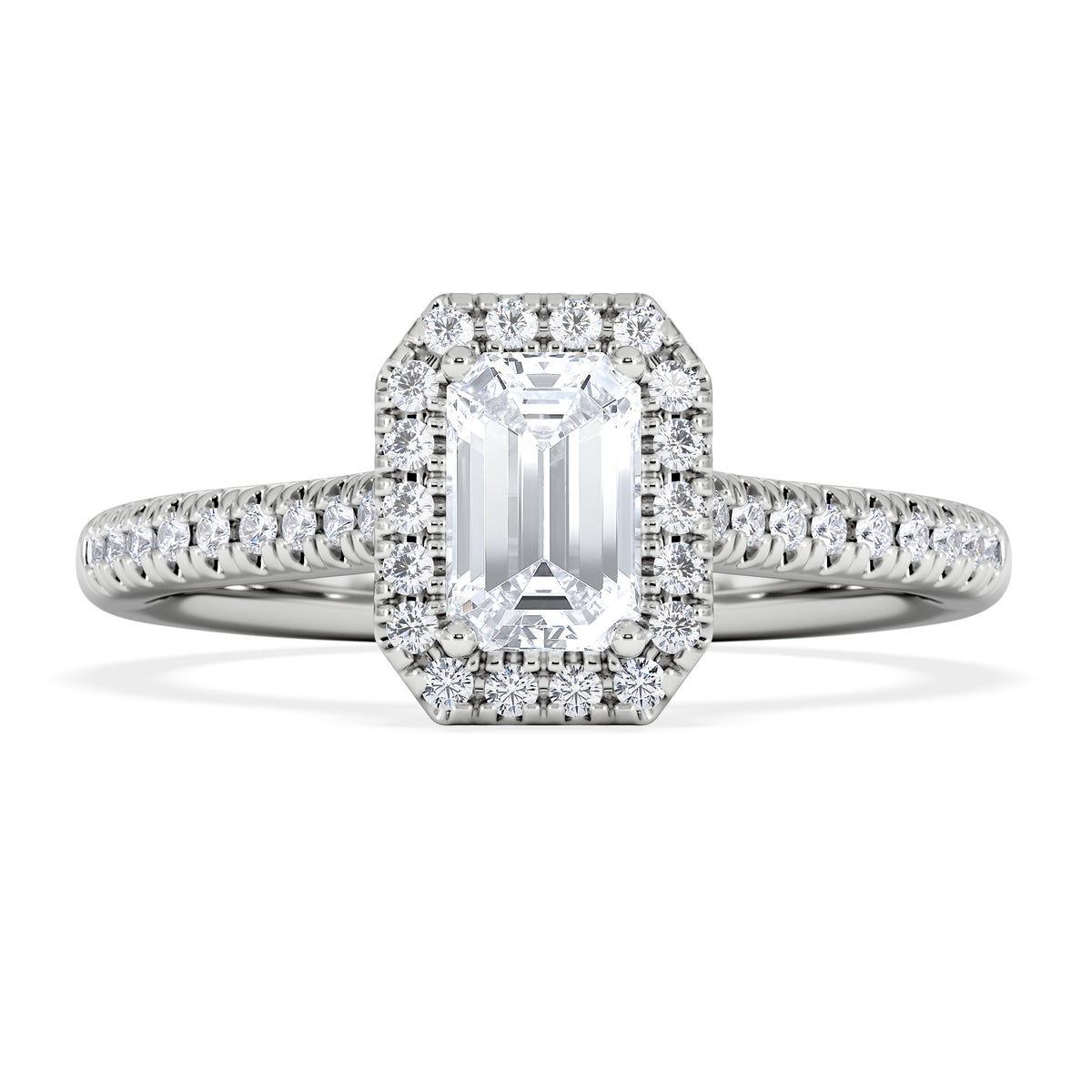Lumia Emerald Cut Lab Diamond Halo Ring 0.70ct F/VS in 9K White Gold