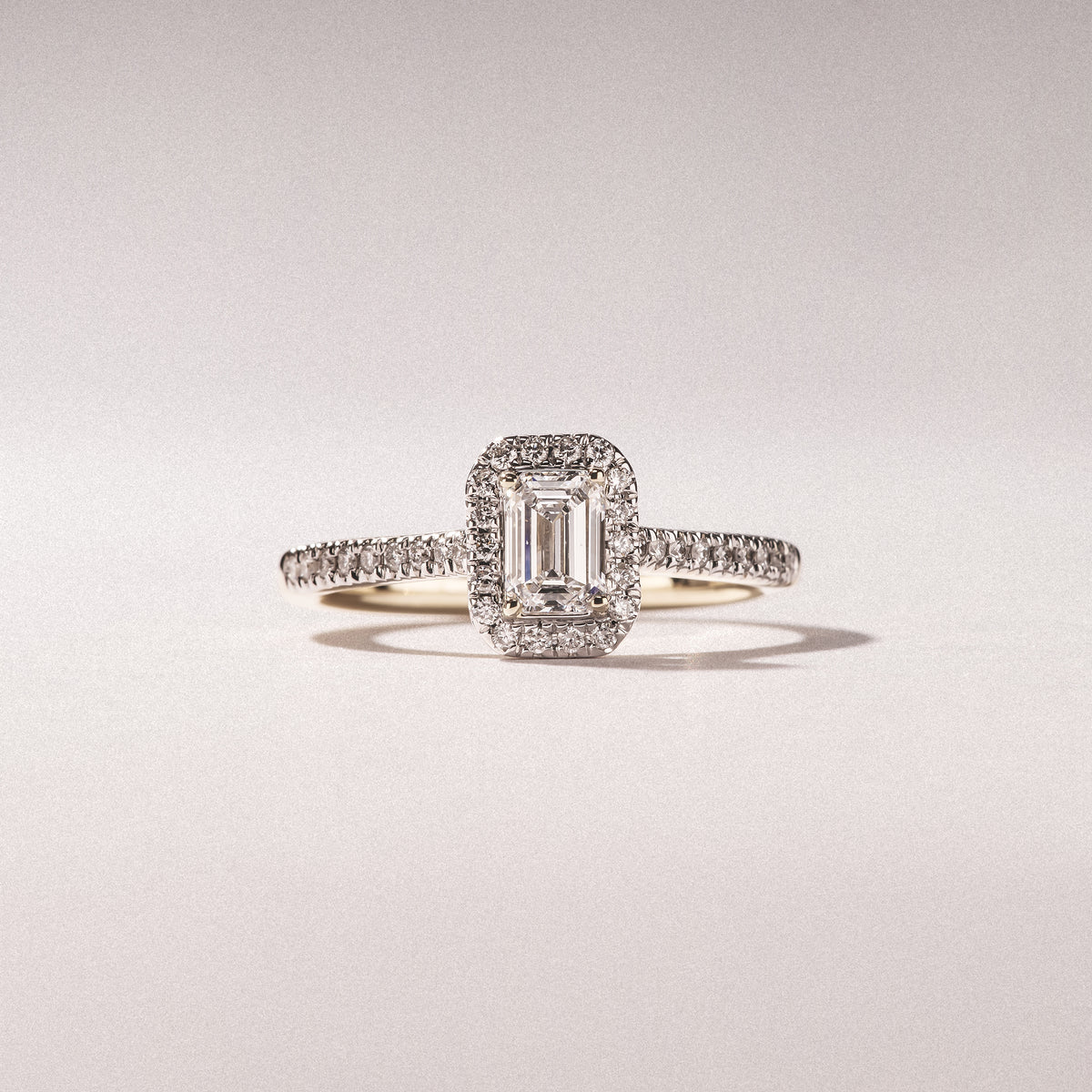 Lumia Emerald Cut Lab Diamond Halo Ring 0.70ct F/VS in 9K White Gold