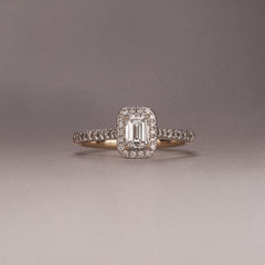 Lumia Emerald Cut Lab Diamond Halo Ring 0.70ct F/VS in 9K Gold