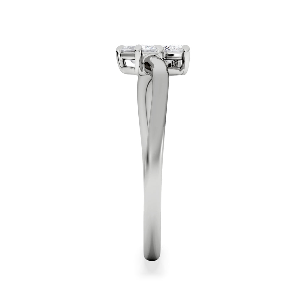 Toi et Moi Emerald and Pear Cut Lab Diamond Ring 30ct G/VS in 925 Silver