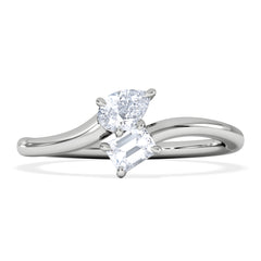 Toi et Moi Emerald and Pear Cut Lab Diamond Ring 0.30ct F/VS in 925 Silver