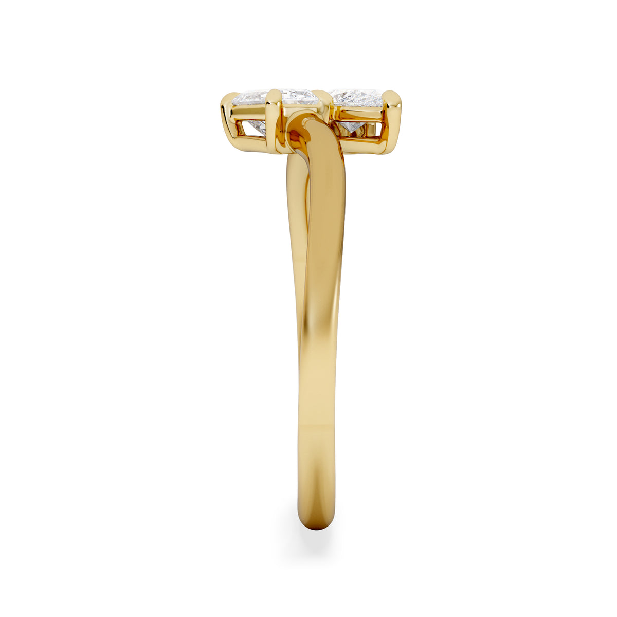 Toi et Moi Emerald and Pear Cut Lab Diamond Ring 0.50ct in G/VS 18K Gold Vermeil