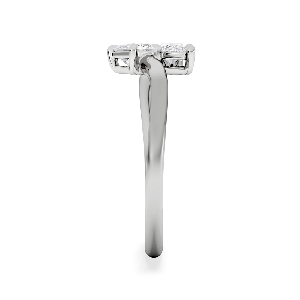 Toi et Moi Emerald and Pear Cut Lab Diamond Ring 0.50ct G/VS in 925 Silver