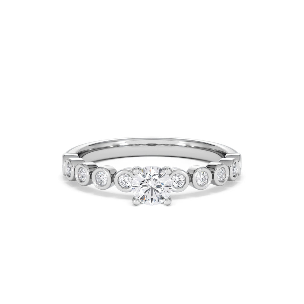 Entwine 0.30ct Round Cut Lab Diamond Solitaire Engagement Ring with Side Stones in Sterling Silver