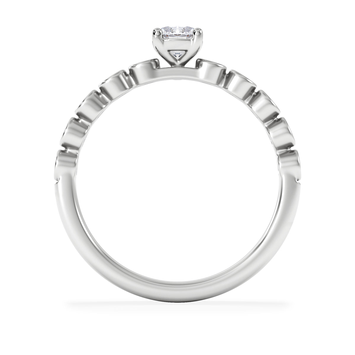 Entwine 0.30ct Round Cut Lab Diamond Solitaire Engagement Ring with Side Stones in Sterling Silver