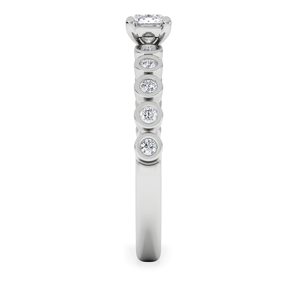 Entwine 0.30ct Round Cut Lab Diamond Solitaire Engagement Ring with Side Stones in Sterling Silver