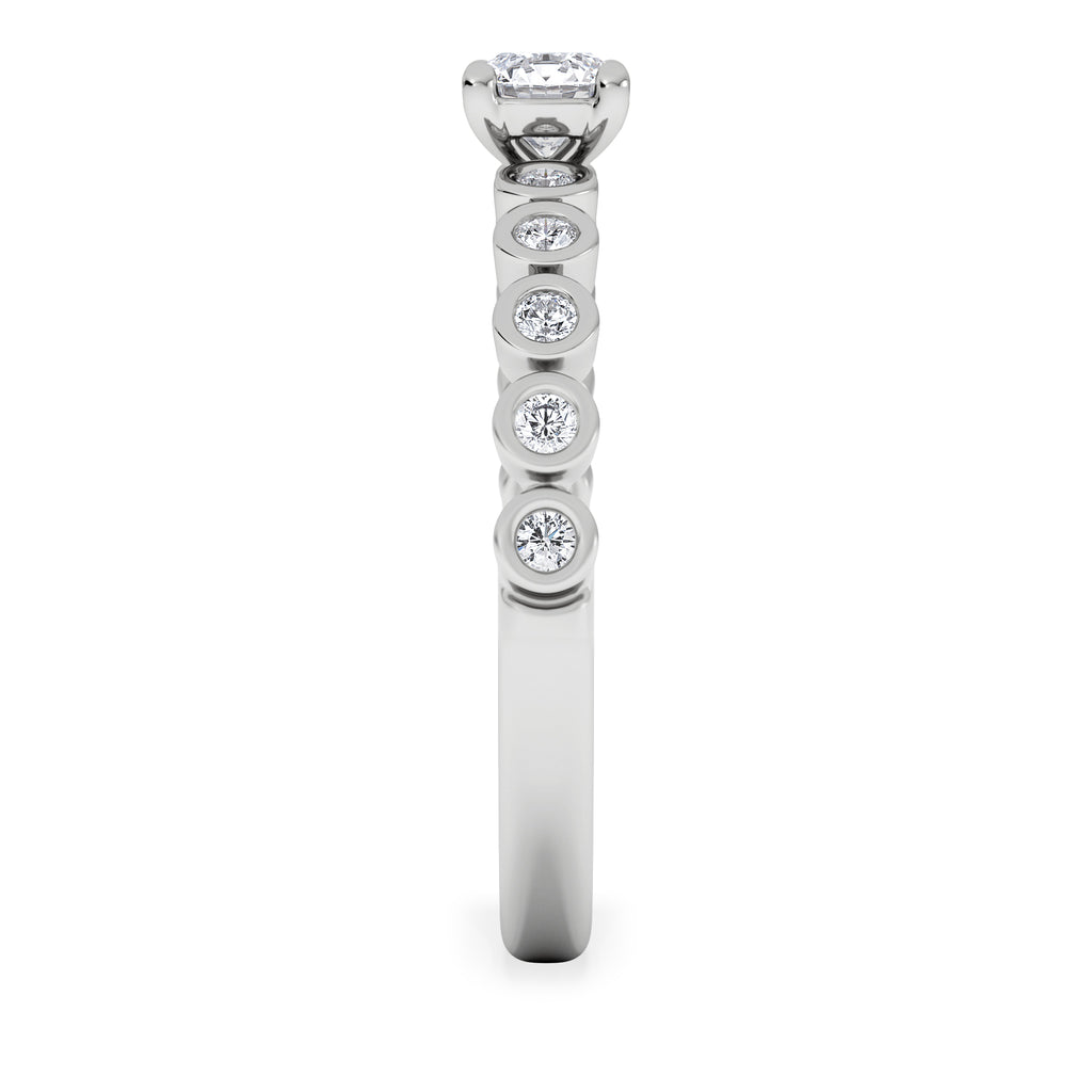 Entwine 0.30ct Round Cut Lab Diamond Solitaire Engagement Ring with Side Stones in Sterling Silver