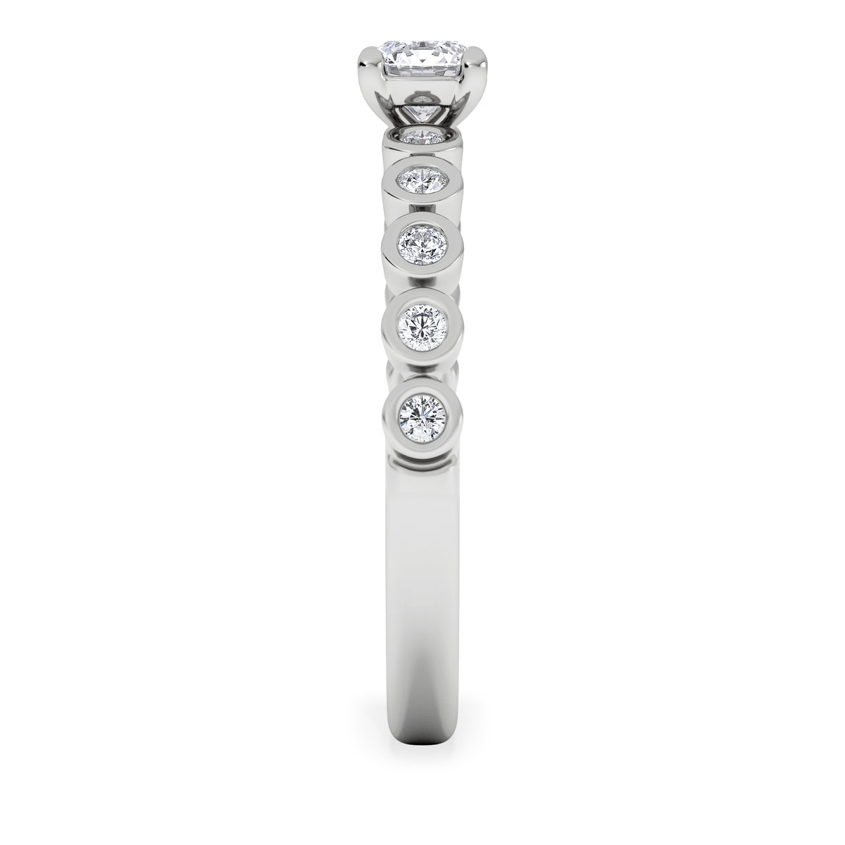 Entwine 0.30ct Round Cut Lab Diamond Solitaire Engagement Ring with Side Stones in Sterling Silver