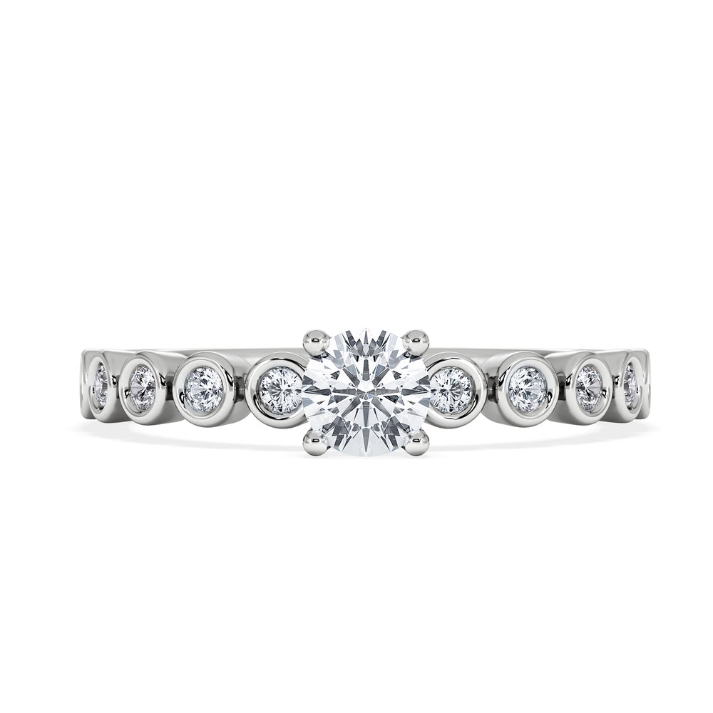 Entwine 0.30ct Round Cut Lab Diamond Solitaire Engagement Ring with Side Stones in Sterling Silver
