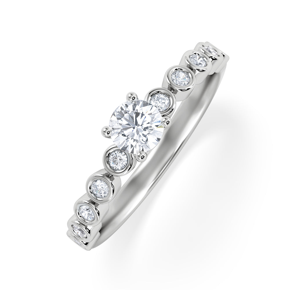 Entwine 0.30ct Round Cut Lab Diamond Solitaire Engagement Ring with Side Stones in Sterling Silver