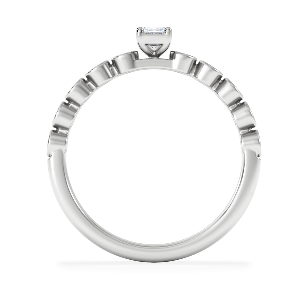 Entwine 0.30ct Emerald Cut Lab Diamond Solitaire Engagement Ring with Side Stones in Sterling Silver