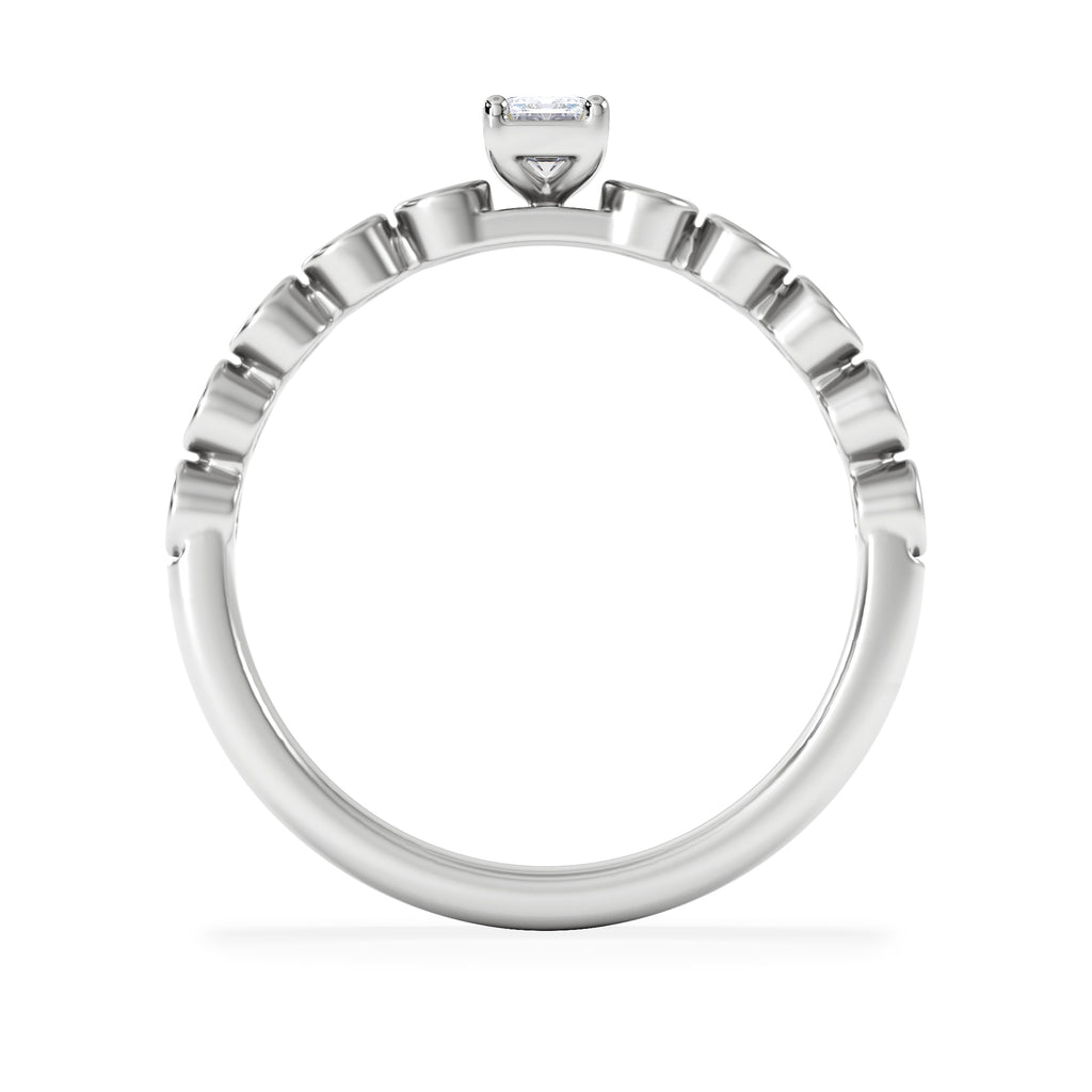 Entwine 0.30ct Emerald Cut Lab Diamond Solitaire Engagement Ring with Side Stones in Sterling Silver