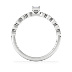 Entwine 0.30ct Emerald Cut Lab Diamond Solitaire Engagement Ring with Side Stones in Sterling Silver