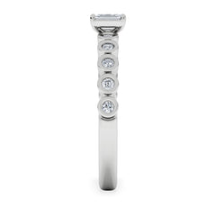 Entwine 0.30ct Emerald Cut Lab Diamond Solitaire Engagement Ring with Side Stones in Sterling Silver