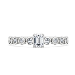 Entwine 0.30ct Emerald Cut Lab Diamond Solitaire Engagement Ring with Side Stones in Sterling Silver