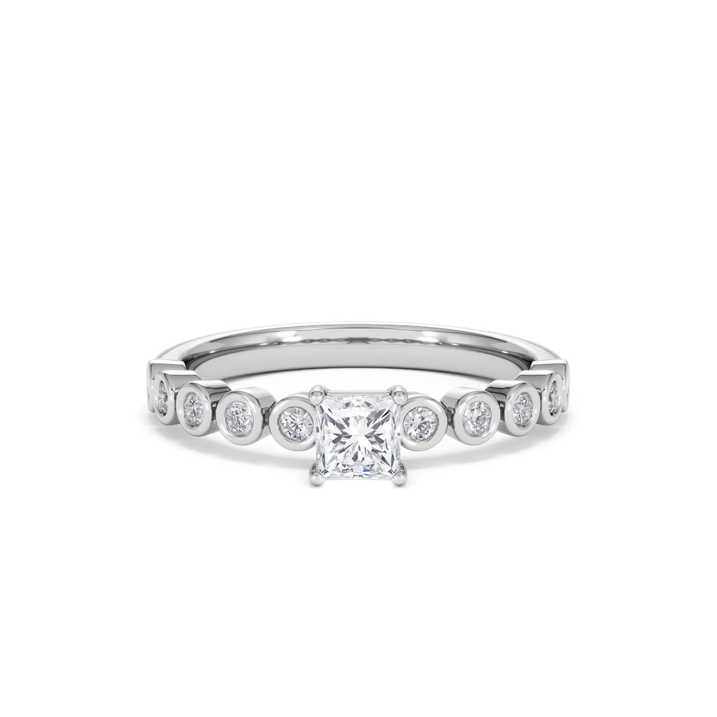 Entwine 0.30ct Princess Cut Lab Diamond Solitaire Engagement Ring with Side Stones in Sterling Silver