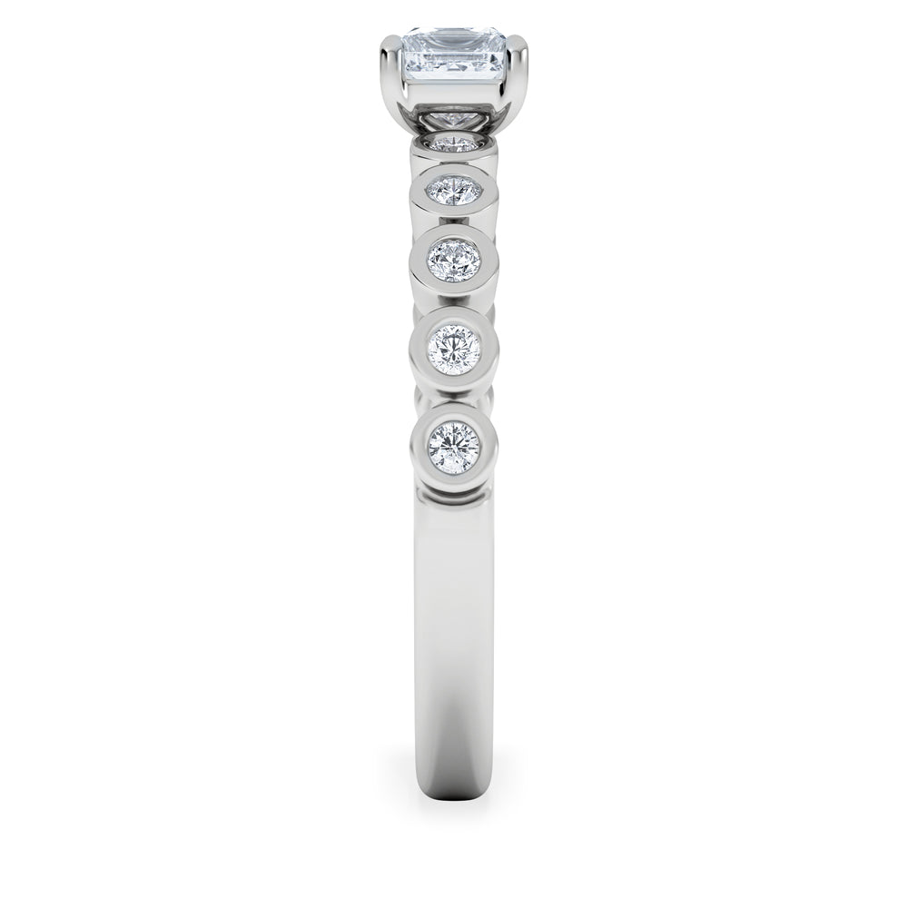 Entwine 0.30ct Princess Cut Lab Diamond Solitaire Engagement Ring with Side Stones in Sterling Silver