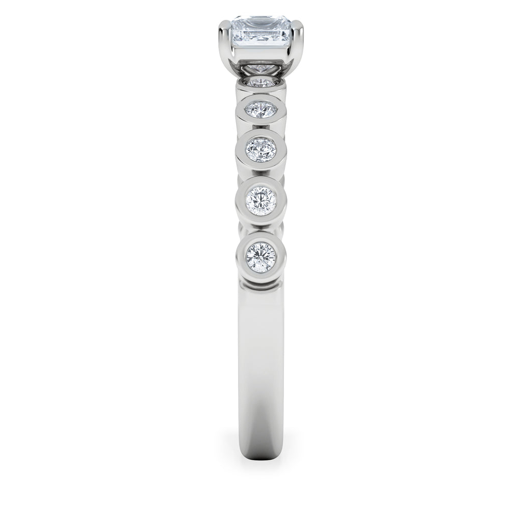 Entwine 0.30ct Princess Cut Lab Diamond Solitaire Engagement Ring with Side Stones in Sterling Silver