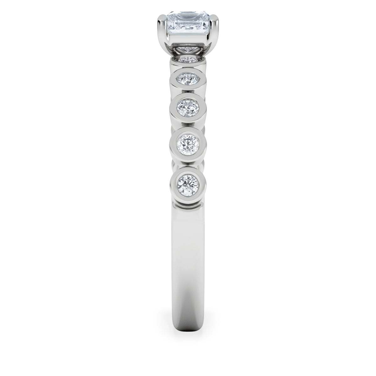 Entwine 0.30ct Princess Cut Lab Diamond Solitaire Engagement Ring with Side Stones in Sterling Silver