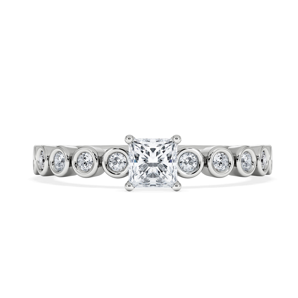 Entwine 0.30ct Princess Cut Lab Diamond Solitaire Engagement Ring with Side Stones in Sterling Silver