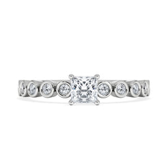 Entwine 0.30ct Princess Cut Lab Diamond Solitaire Engagement Ring with Side Stones in Sterling Silver