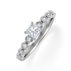Entwine 0.30ct Princess Cut Lab Diamond Solitaire Engagement Ring with Side Stones in Sterling Silver
