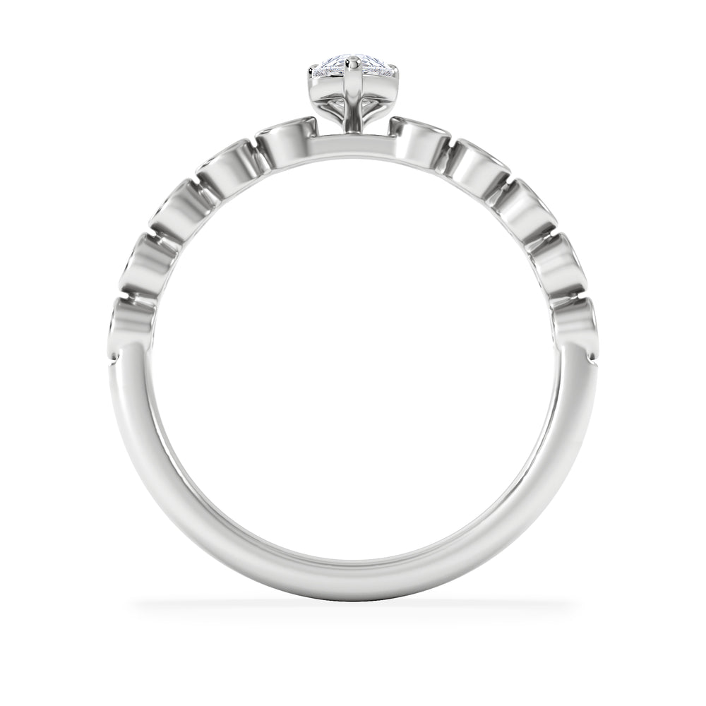 Entwine 0.30ct Pear Cut Lab Diamond Solitaire Engagement Ring with Side Stones in Sterling Silver