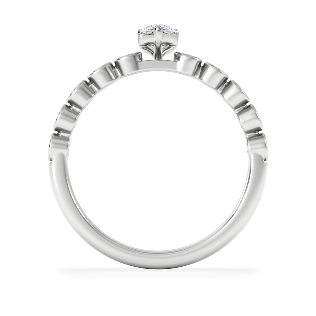 Entwine 0.30ct Pear Cut Lab Diamond Solitaire Engagement Ring with Side Stones in Sterling Silver