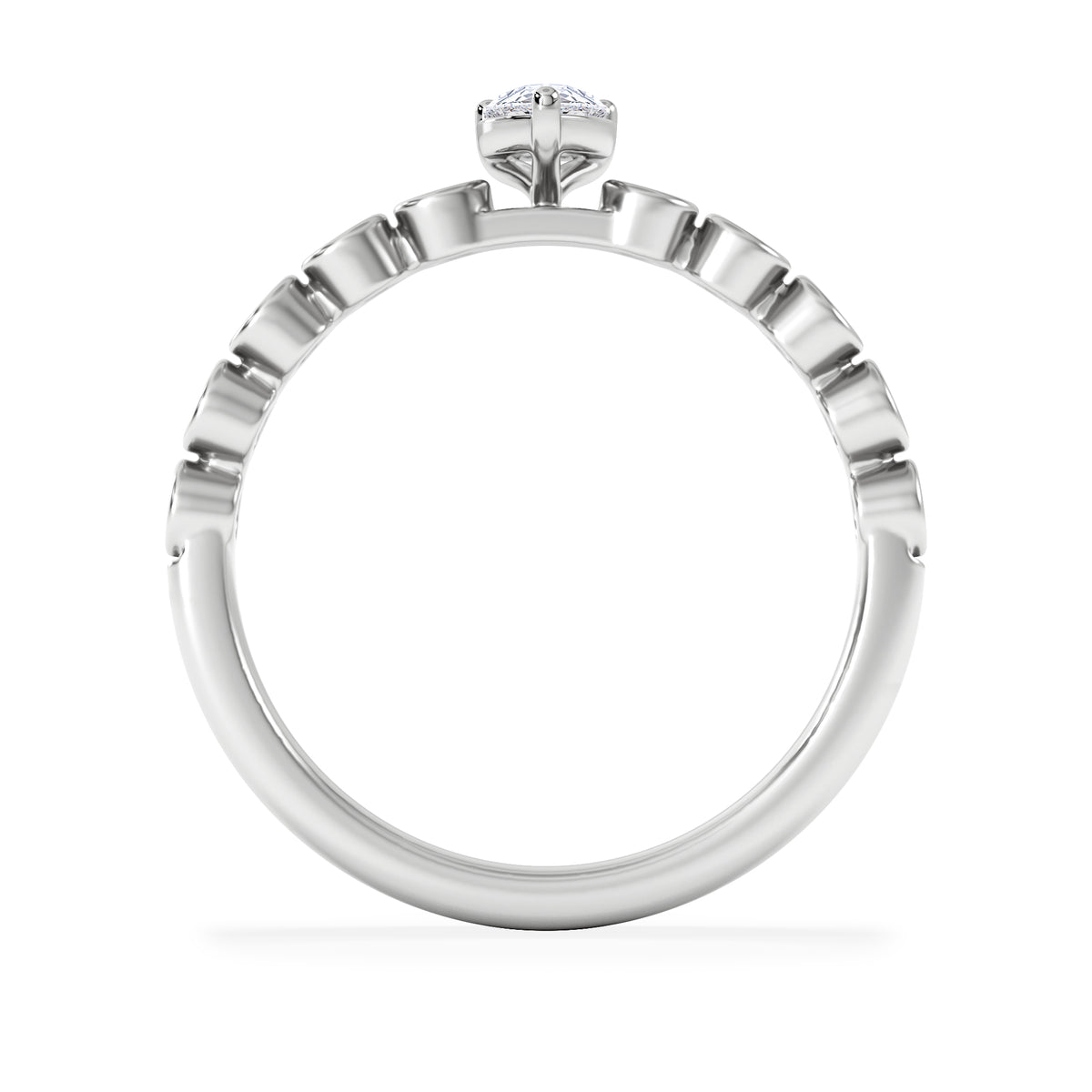 Entwine 0.30ct Pear Cut Lab Diamond Solitaire Engagement Ring with Side Stones in Sterling Silver