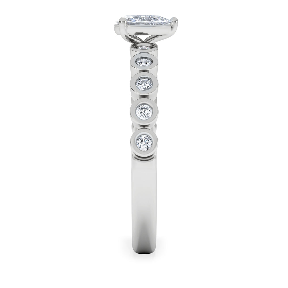 Entwine 0.30ct Pear Cut Lab Diamond Solitaire Engagement Ring with Side Stones in Sterling Silver