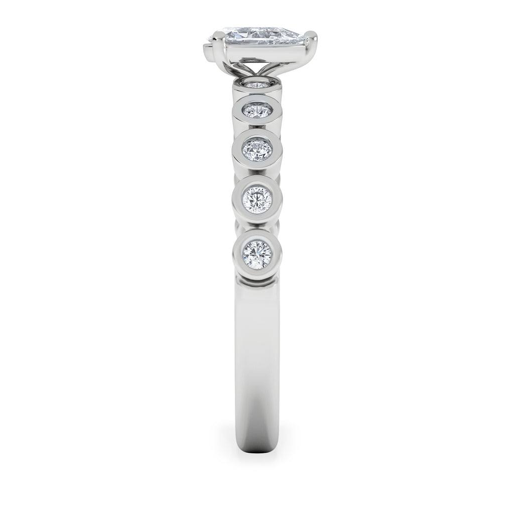 Entwine 0.30ct Pear Cut Lab Diamond Solitaire Engagement Ring with Side Stones in Sterling Silver