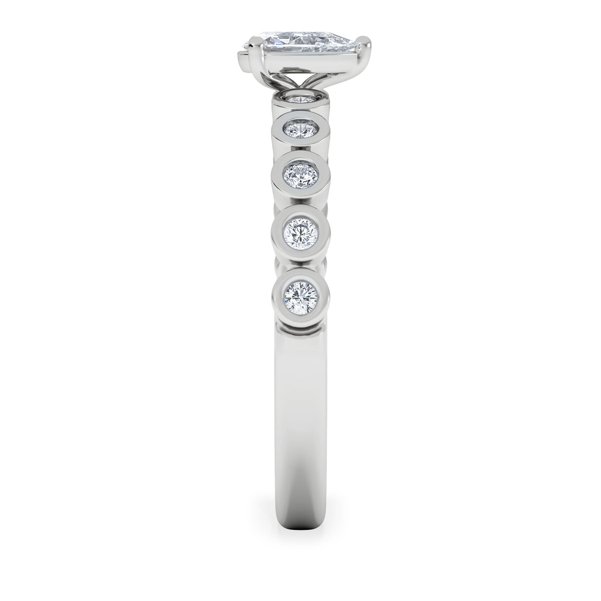 Entwine 0.30ct Pear Cut Lab Diamond Solitaire Engagement Ring with Side Stones in Sterling Silver