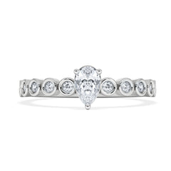 Entwine 0.30ct Pear Cut Lab Diamond Solitaire Engagement Ring with Side Stones in Sterling Silver