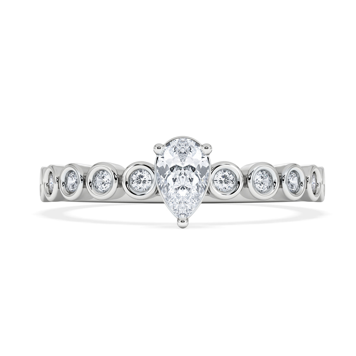 Entwine 0.30ct Pear Cut Lab Diamond Solitaire Engagement Ring with Side Stones in Sterling Silver
