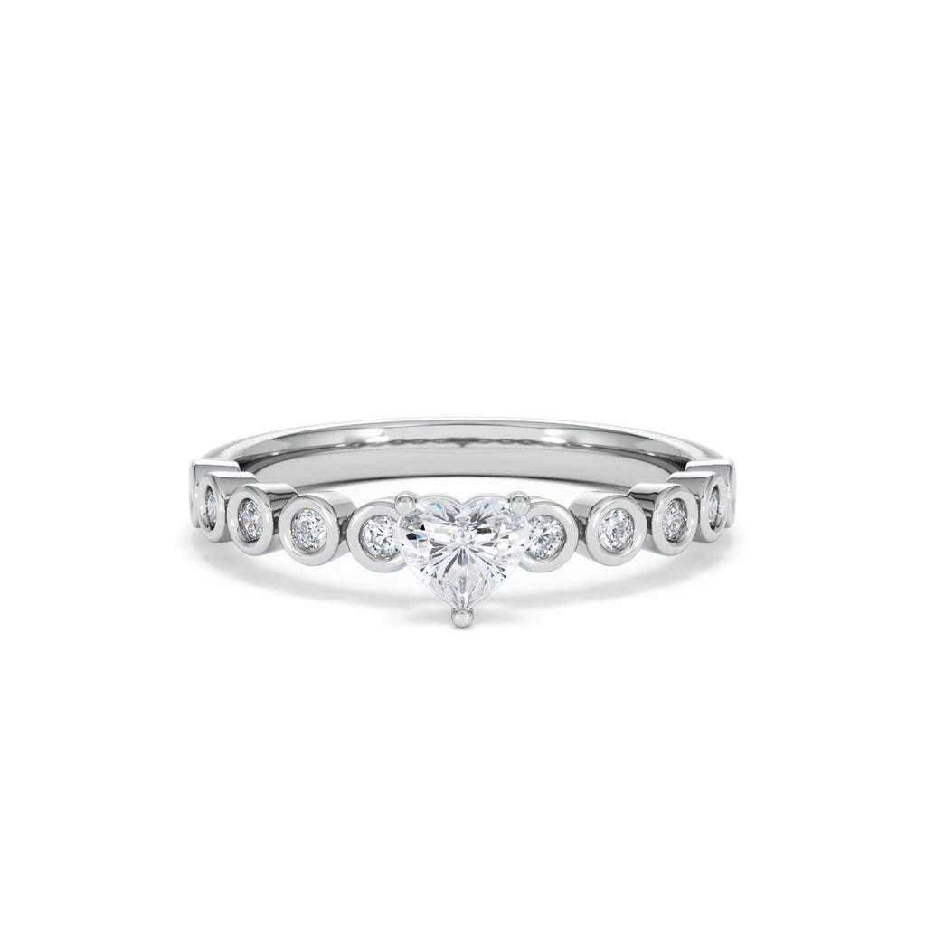 Entwine 0.30ct Heart Cut Lab Diamond Solitaire Engagement Ring with Side Stones in Sterling Silver