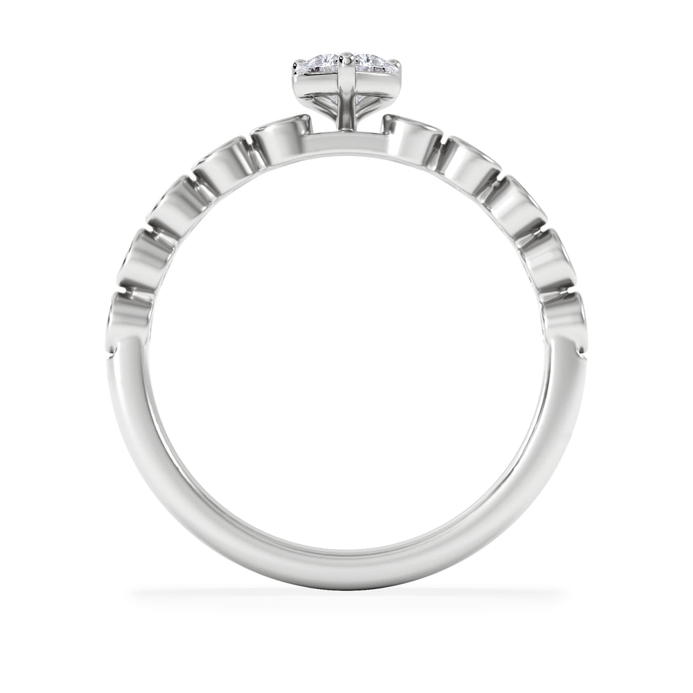 Entwine 0.30ct Heart Cut Lab Diamond Solitaire Engagement Ring with Side Stones in Sterling Silver