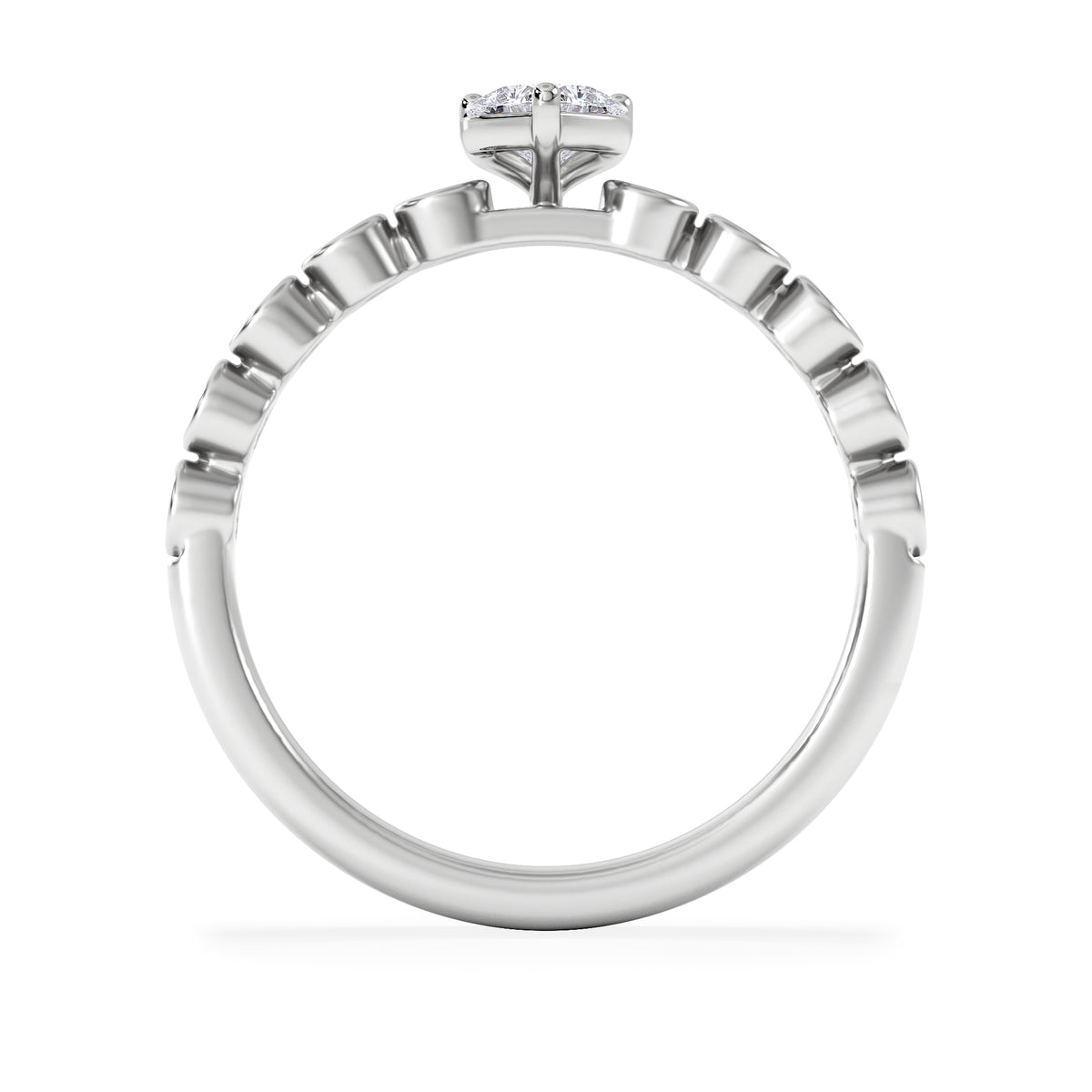 Entwine 0.30ct Heart Cut Lab Diamond Solitaire Engagement Ring with Side Stones in Sterling Silver